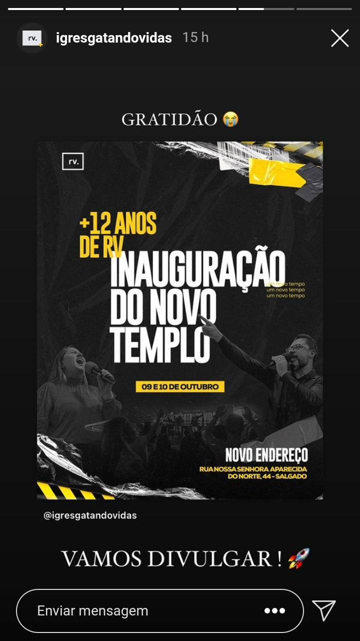 Inauguração da nova igreja resgatando vidas